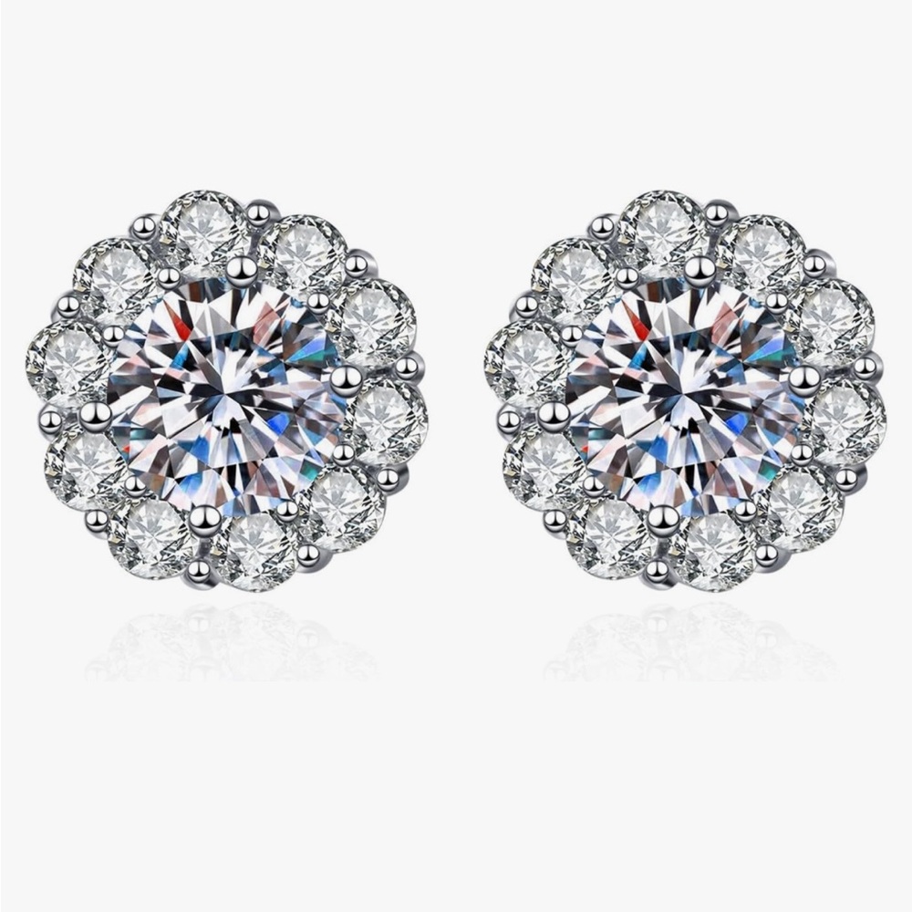 Elegant Silver Crystal Stud Earrings